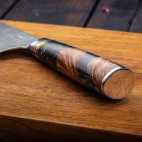 "ONYX" Allzweckmesser Damastmesser mit 67 Lagen 12,5 cm lange Klinge Griff aus Ahorn-Wurzelholz mit Verbundharz