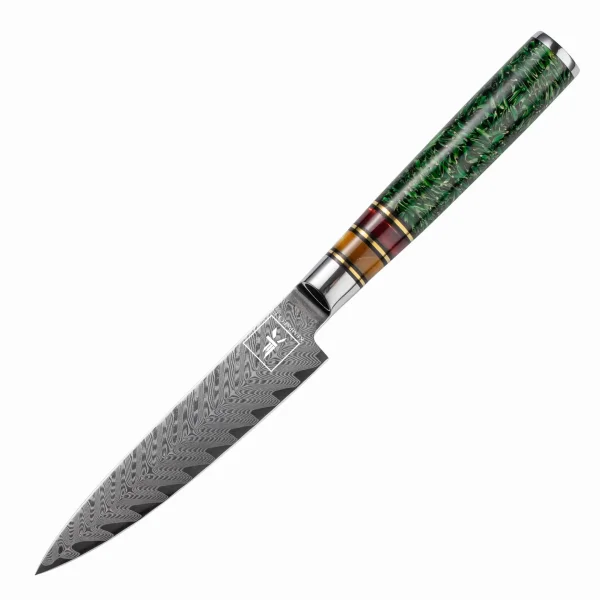 "JADE" Allzweckmesser Damastmesser mit 67 Lagen 12,0 cm lange Klinge Griff aus Harz-Acryl