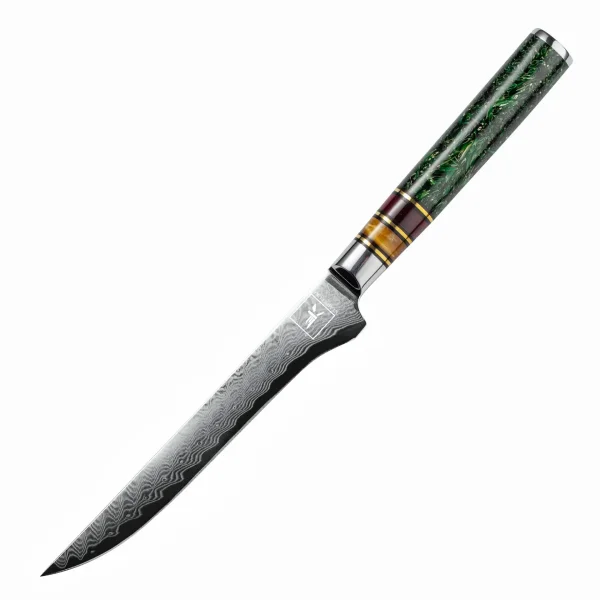 "JADE" Ausbeinmesser Damastmesser mit 67 Lagen 14,5 cm lange Klinge Griff aus Harz-Acryl