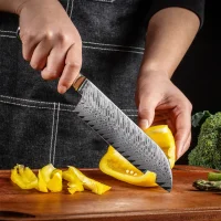 "JADE" Santoku Chefmesser Damastmesser mit 67 Lagen 17,7 cm lange Klinge Griff aus Harz-Acryl