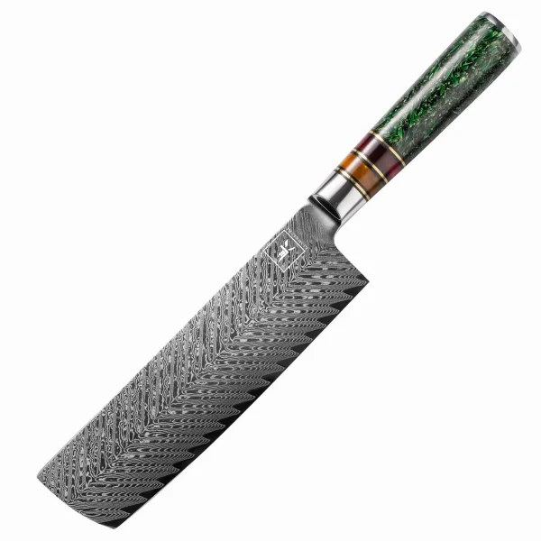 "JADE" Nakiri Gemüsemesser Damastmesser mit 67 Lagen 17,7 cm lange Klinge Griff aus Harz-Acryl