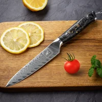 "OBSIDIAN" Allzweckmesser Damastmesser mit 67 Lagen 12,5 cm lange Klinge Griff aus Kohlefaser