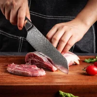 "OBSIDIAN" Santoku Chefmesser Damastmesser mit...