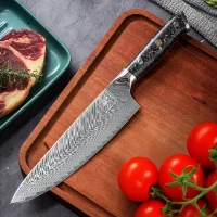 "OBSIDIAN" Chefmesser Damastmesser mit 67 Lagen 20,0 cm lange Klinge Griff aus Kohlefaser