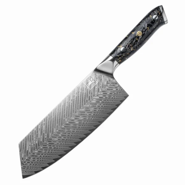 "OBSIDIAN" Chai Dao Damastmesser mit 67 Lagen 19,5 cm lange Klinge Griff aus Kohlefaser