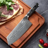 "OBSIDIAN" Chai Dao Damastmesser mit 67 Lagen 19,5 cm lange Klinge Griff aus Kohlefaser