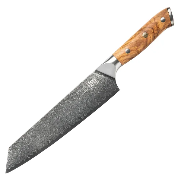 Kiritsuke CAELUM Damastmesser mit 67 Lagen 21 cm lange Klinge Griff aus Olivenholz