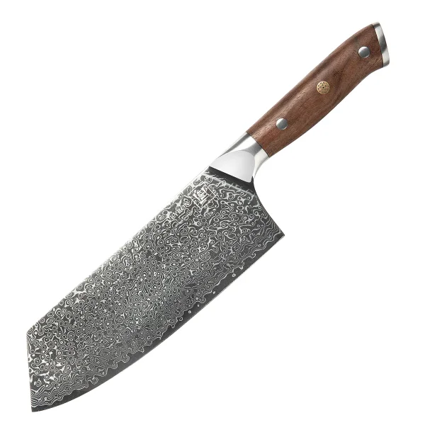 Chai Dao VEYRON Damastmesser mit 67 Lagen 19,8 cm lange Klinge Griff aus Walnussholz